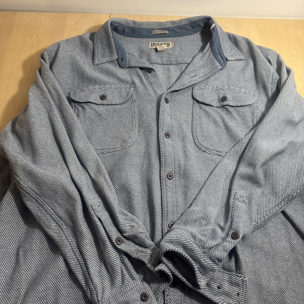 Duluth Men's Shirt Untucked Heavy Cotton‎ Size 3XL Blue White